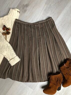 Style & Co. Earth Tone Boho Pleated Midi Skirt Size 10